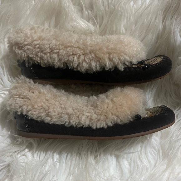 COACH Arleen moccasin slippers Sz 5!  Brown with fur♥️. Authentic!!! - Picture 3 of 9